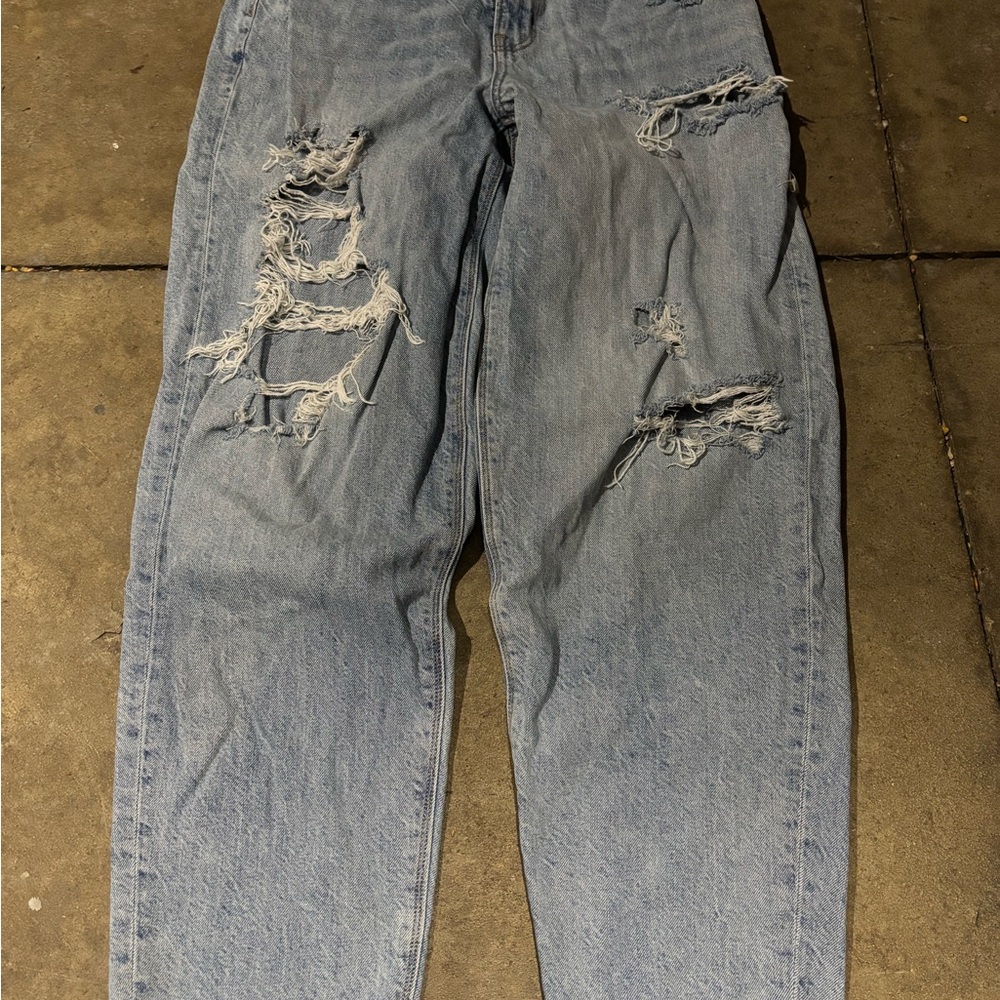 Distressed Blue Jeans